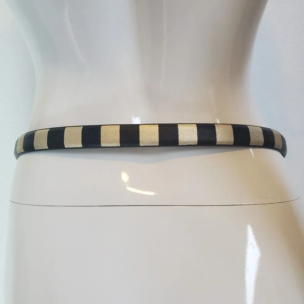 Unbranded Black & Gold Striped Belt